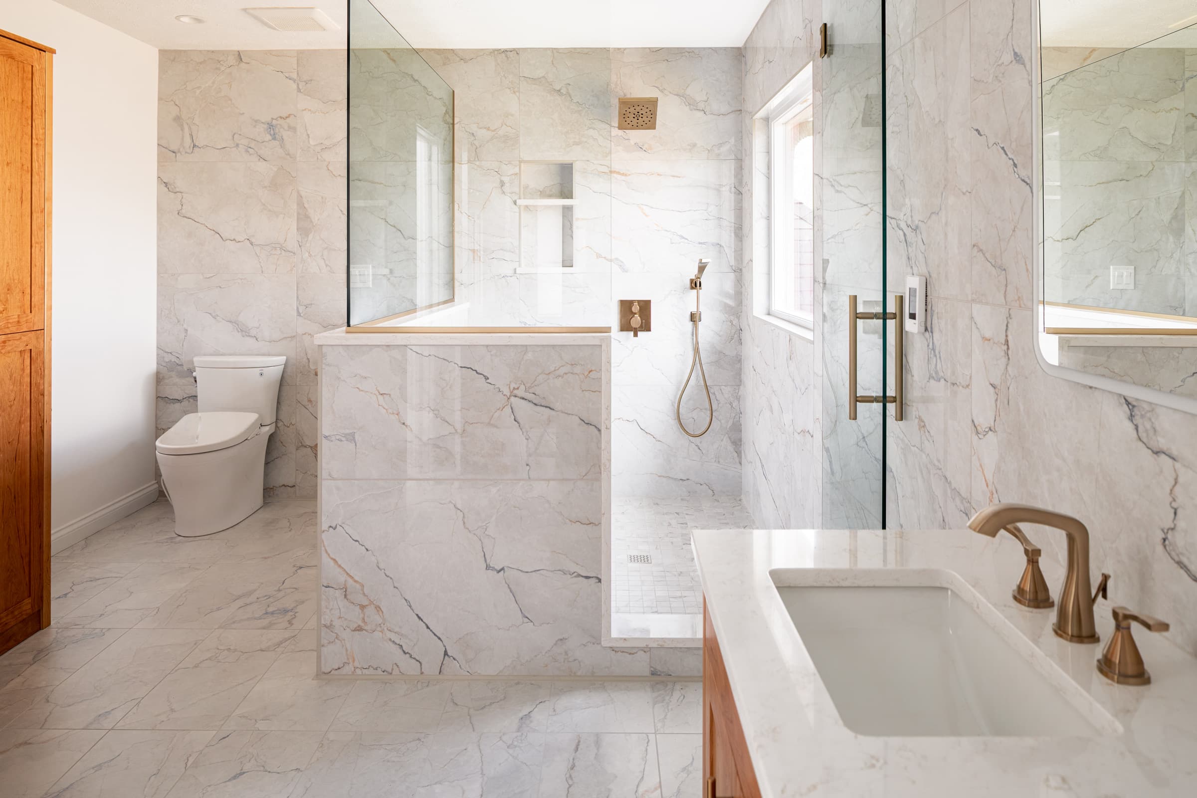 bathroom with toilet and shower