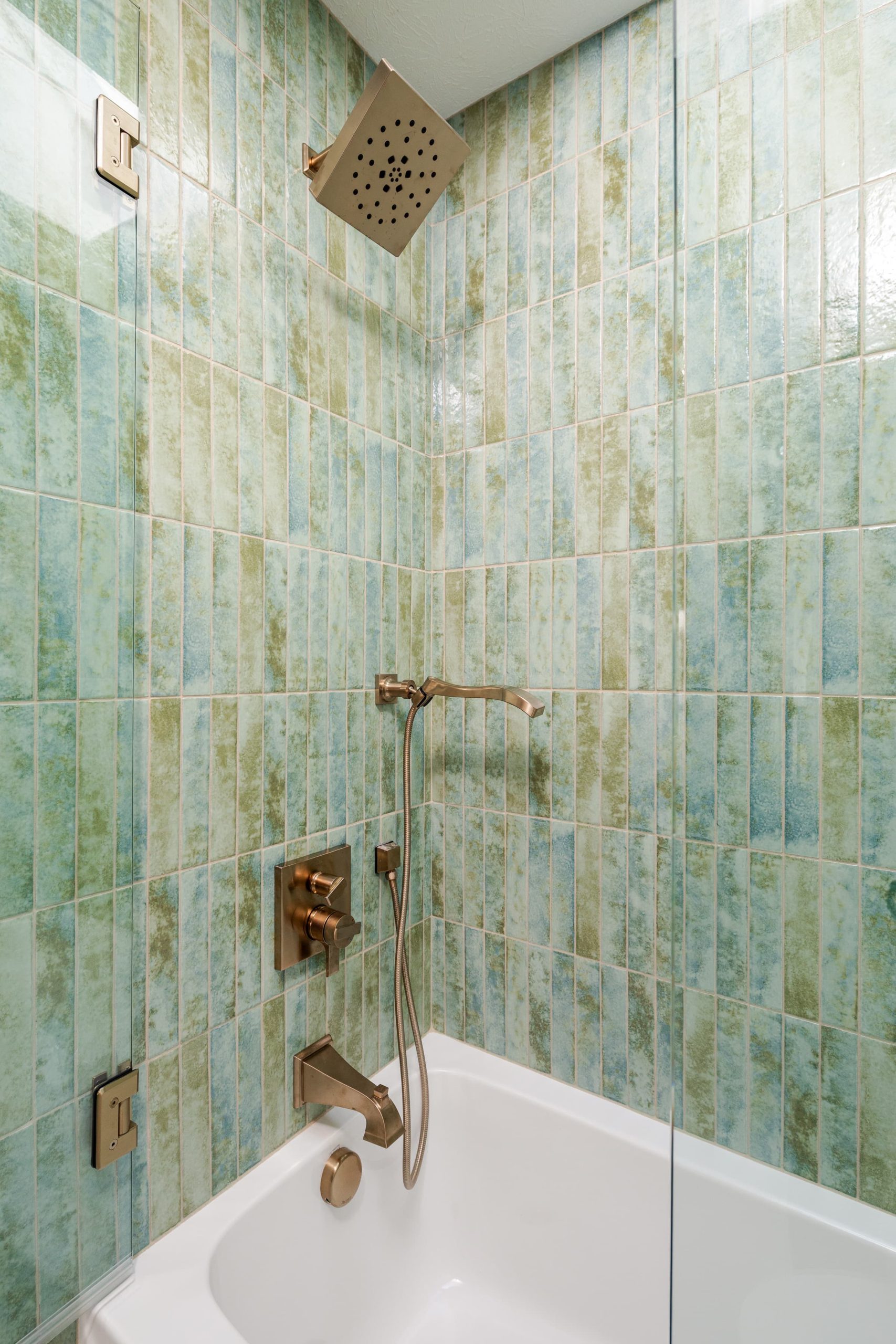 tub with golden shower head